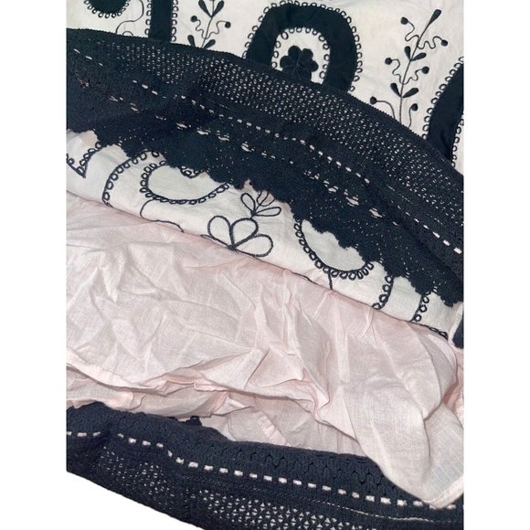 BRITISH INDIA TRAVELLER A-Line Midi Skirt Pink Black Size 9 100% Cotton - Picture 11 of 13